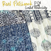 DaDalogy Navy Blue Patchwork Quilted Lap Throw Blanket – Farmhouse Cottage Style Cotton Throw – Ideal for Sofa or Bed – 50" x 60" - DaDa Bedding Collection